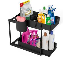 Syver Gootsteenkast Organizer - Keukenkast Organizer - In hoogte verstelbaar - Gootsteenkast - Inclusief microvezeldoekjes
