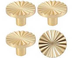 SYZOW 4 stuks messing deurknoppen, ronde kastknoppen, kastdeurgrepen met één gat, gouden meubelknoppen, messing - ShopVlot