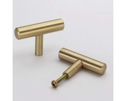 T Bar Handgrepen van Messing en Koper, 2 Stuks, Modern en Scandinavisch Ontwerp voor Kastdeuren en Meubels