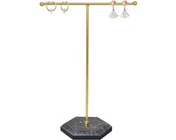 T-Bar ketting displaystandaard - Metalen hangende hanger rek met marmeren patroon lade voor armbanden - Sieradenorganisator voor oorbellen, ringen, sleutels en horloges .