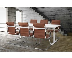 T-poot bureau vergadertafel Quick 200x100cm bladkleur Ahorn framekleur Zwart (RAL9005)