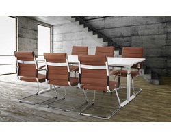 T-poot bureau vergadertafel Quick 200x100cm bladkleur Licht Eiken framekleur Zwart (RAL9005)