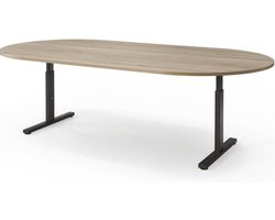 T-poot ovale vergadertafel Quick 240x120cm bladkleur Lichtgrijs framekleur Wit (RAL9010)