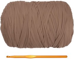 T-Shirt Garen voor het Haken met 1 Haaknaald, 800g/228 Meters Zacht Hoog Elastisch Breigaren voor Beginners Haken Tas/Mandje/Huisdecoratie (Bruin)