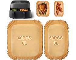 Taajirun - Bakpapier airfryer - Bakpapiervellen - Geschikt voor Philips Dual Basket Airfryer 3000-serie en 5000-serie (6L/3L) – modellen NA350/300 en NA550/500 - 120 Stuks - Airfryer Wegwerpbakjes - Geschikt voor Philips 9L heteluchtfriteuse