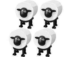 Taajirun - Wc rolhouder zwart - Toiletrolhouder staand - Reserverolhouders - 4 Stuks - voor 42 mm rollen - Toiletpapierhouder Schaap - Zonder boren - wc rolhouder schaap - als decoratief cadeau