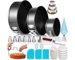 Taart Decoratie Set - 100 Delig - Bakset Kinderen - Taart & Cupcake Versiering - Taartplateau - Taartvorm - Taartversieringen - Taarttopper - Herbruikbare Spuitzak - Cupcake vormpjes