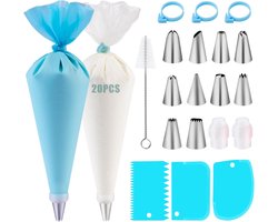 Taart Decoratie Set - Bakgereedschap - Spuitzakken met spuitmondjes - 40 stuks - Taartaccessoires met spuitmondjes - Roestvrij staal - Siliconen cupcake spuitzakken - Taartdecoratie - Taart maken - Bakken - Vakantiecadeaus - roze