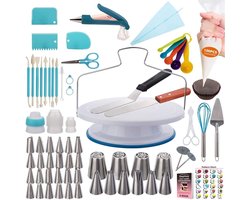 Taart decoratie set - TENZHVXI® - 207-delig (inclusief 100 spuitzakken) - Draaiplateau, spuitmondjes en uitsteker - Decoratie voor gebak/confectie