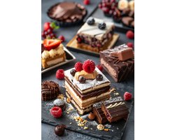 Taart Poster - Desserts - Stijlvolle - Zoet - Eten - Keuken - Kunst - posters - formaat 60x90cm - Wanddecoratie - 3702BY
