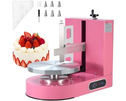 Taartdecoratiemachine, Geluidsarme Machine voor Het Smeren en Glaceren Van Cakeroom, Draaiplateau met Verstelbare Schraper, voor Taarten Van 6 tot 14 Inch, 25 tot 320 Tpm, Roze