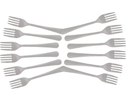 Taart/gebak vorkjes - 12x stuks - zilver - RVS - 14 cm - verjaardag/feest vorkjes