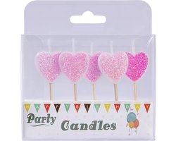 Taartkaarsjes Hartjes Glitter 5st.