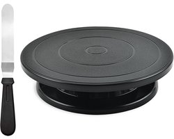 Taartplateau draaibaar 27 cm met taartspatel - Draaiplateau voor het decoreren en bakken van taarten