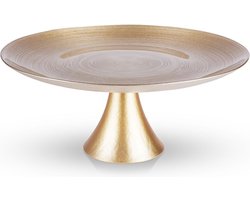 Taartplateau Glas Gouden op Voet 28 cm - Taart - Plateau - Cake Standaard