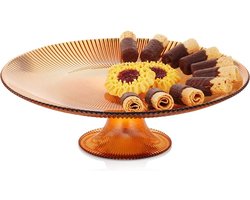 Taartplateau Glas op Voet Amberkleurig 28 cm - Taart - Plateau - Cake Standaard