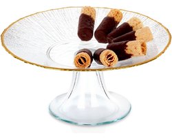Taartplateau Glas op Voet Gouden 21 cm - Taart - Plateau - Cake Standaard