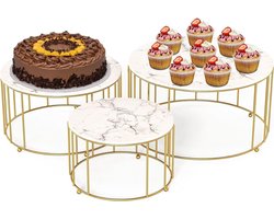 Taartplateau met stolp - 3 etages - goudkleur - dessertstandaard - bruiloft verjaardag feest Taartplateau met stolp