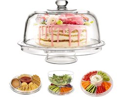 Taartplateau met stolp Modern 6 in 1 design multifunctionele Cake Stand & Dome Cover van kunststof Multi Purpose slakom - Kwaliteit producten van â ®. Taartplateau met stolp