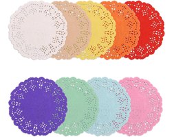 Taartpunten 180 stuks gemengde kleuren 88 mm voor bruiloft verjaardag desserts servies - papier doilies taartmat kant levensmiddeldecoratie
