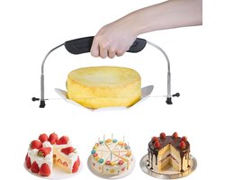 Taartsnijder - Taartzaag - Cake Snijder - Cake Leveler - Verstelbare Taartsnijder - Taartverdeler - 9 Hoogtestanden - Roestvrij Staal - Lengte: 32 Cm - Voor Het Egaliseren en Vormgeven Van Taarten - Zwart