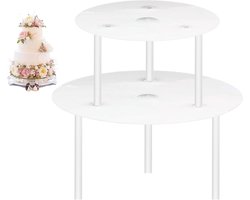 Taartstandaard 2 etages voor het maken van gelaagde cakes - Herbruikbaar en stabiel - inclusief kunststof pluggen - ideaal voor taarten met 2 lagen - 16 cm en 20 cm - perfect voor speciale gelegenheden