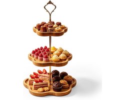 Taartstandaard 3 verdiepingen - Houten etagère - Bloemvormig design - Perfect voor cupcakes en desserts - ShopVlot