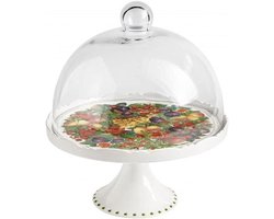 Taartstandaard - Etagère Serveerschaal - Taarten Presenteren - Glas en Porselein - 225 x 26 cm - Glanzend