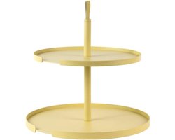 Taartstandaard Etagère - Serveertoren - Feestelijk Presenteren - Twee Etages - Ø28x27 cm - Geel