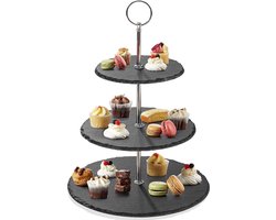 Taartstandaard leisteen etagère 3 etages - cupcake standaard 3 verdiepingen ronde serveertoren dessert standaard voor bruiloft, verjaardagsfeest, woondecoratie