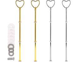 Taartstandaard Onderdelen - Cake Etagère Kit - Feestelijke Presentatie - Verstelbare Hoogte - 4 Delig - Zilver Goud