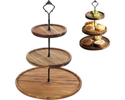 Taartstandaard van hout - 3 etages - Etagère voor bruiloft, verjaardagsfeest en woondecoratie