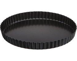 Taartvorm anti-aanbakplaat 24 cm - Diepe uitneembare bodem voor taart en quiches - Zwart tartelette vormen