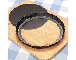 Taartvorm met hefbodem en anti-aanbaklaag - quichevorm fruitcakevorm bakblik - ronde bakvorm voor taart en quiches - tartelette vormpjes - 30 cm tartelette vormen