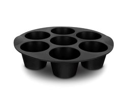 Taartvorm - Siliconen Bakvorm - Cupcake bakvorm - Rond - Zwart - 20*4 cm - Bakplaat voor de airfryer - Muffinbakvorm - Voor 7 Muffins - Antiaanbaklaag - Hittebestendige - Herbruikbaar - Voor Het Bakken Van Cupcakes, Brownies, Chocolade