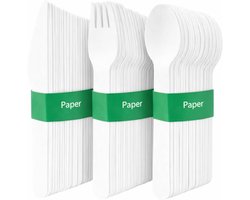 Table Kind Papieren Bestek Set 120 Stuks – Vorken, Messen & Lepels – Stevig Wegwerp Bestek – Voor Catering, Feest, BBQ & Festivals – Recyclebaar – Gemaakt in EU Optional English line underneath: