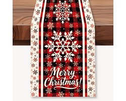 Table Runner met Buffalo Check Pattern - Snowflakes - 72 x 13 Inch - Winter Christmas Decoratie voor Keuken - Eetkamertafel - Seizoensgebonden Winter Tafel Runner voor Thuis - Feestdagen - Kerst Party - Vrolijk
