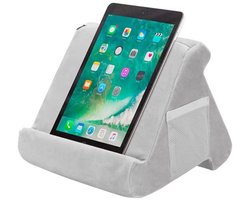 Tablet Kussen Grijs – 3 Kijkhoeken – Comfortabele Tablethouder & Standaard – Pillow Pad – Geschikt voor Tablet, Smartphone, Boek & E-reader – 29x23x26 cm