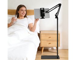 Tablet vloerstandaard, Tablet & Telefoon Houder Verstelbaar – Bureau Standaard met 360° Draaibare Arm – Geschikt voor iPad, Tablet, Smartphone & Nintendo Switch 4.7-12.9 Inch