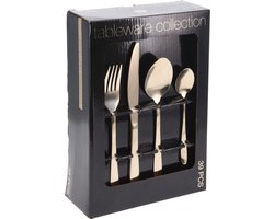 Tableware Collection Bestekset - 39 delig - Zilver met Gouden Accent - RVS