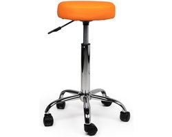 Tabouret Oranje Standaard - Zithoogte 50/68cm - kruk op wielen - krukje - werkkruk - zadelkruk - bureaukruk - kapperskruk - verstelbaar - draaikruk - tabouret - zadelkruk met rugleuning - tot 160kg