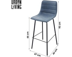 TABOURET x 2 DE BAR EFFET CUIR BLEU DENIM 44X47XH66/95CM