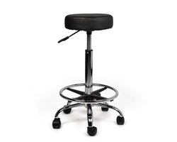 Tabouret Zwart - Hoog, Met voetring