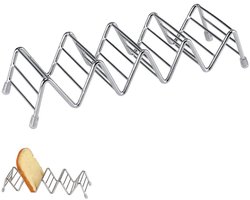 Tacohouder - Met 4 Vakken - Taco Rek - Tortilla Houder - Taco Houder - Tortilla Standaard - Serveerschalen - RVS - Voor wraps, sandwiches, taco's en snacks - Voor thuis, in restaurants, op feesten, bij banketten - Zilver - 20.5*6.5*4.3cm - 1 Stuk