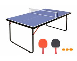 Tafel 137x76x66cm Draagbare Tafeltennistafel Blauw MDF Met 2 Tafeltennisbatjes En 3 BallenOpvouwbaar Lichtgewicht Makkelijk Opbergen Set Voor Binnen Buiten