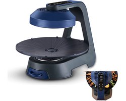 Tafel BBQ - Grillringen - Elektrische Grill & Barbecue - Infrarood BBQ-grill - Rookvrije binnengrill - 1390W LCD-display, 360° draaibare grillplaat - Timer- en temperatuurregeling - Perfect voor feestjes - Blauw