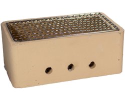 Tafel BBQ - houtskool barbecue - beige- rechthoek - 25x15x10 cm - incl. onderzetplank