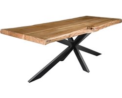 Tafel Boomstam Acacia - Eettafel - Spinpoot metaal - 160x90x76 cm - 3.7 dik blad