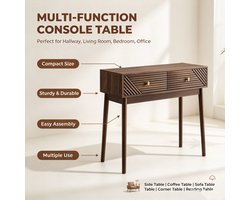Tafel - Bureau - Kaptafel - Salontafel - Leesbureau - Met lade - Grote capaciteit - Eenvoudig te monteren - Makkelijk schoon te maken - Huisaccessoires - Geschikt voor slaapkamer, studeerkamer, woonkamer (bruin, 100*80cm)