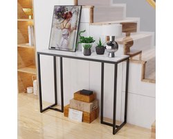 Tafel - Consoletafel - Haltafel - Marmer Look - Luxe Bijzettafel - voor Woonkamer - Hal - Slaapkamer - 100x30x78.5cm - Wit & Zwart